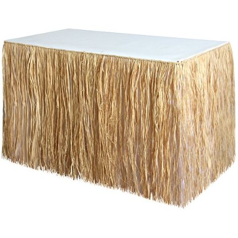 Jupe de Table - Paille Synthétique - 275 x 75 cm - Décoration de Fête Plage Été