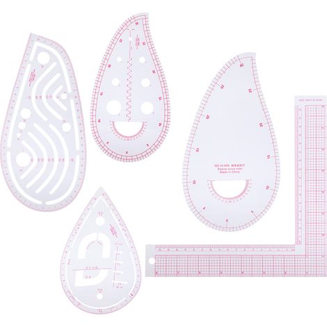 5 Pièces Règle Courbe Multifonction avec Échelle Intégrée pour Couture et Mesures (1/5)