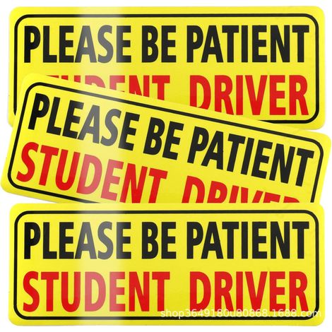 3pièces Étudiant Conduire Aimant pour voiture, Veuillez Être Patient Étudiant conducteur, neuf Drivers Autocollant sécurité avertissement, Réutilisable Magnétique Réfléchissant Rookie conducteur... (1/5)