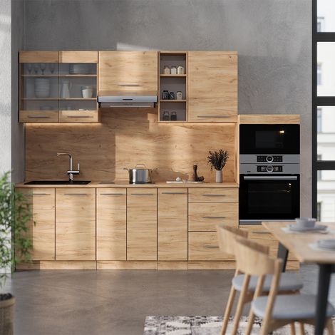 Cuisine Fame-Line, Chêne de force doré, 280cm , PT Chêne, Vicco