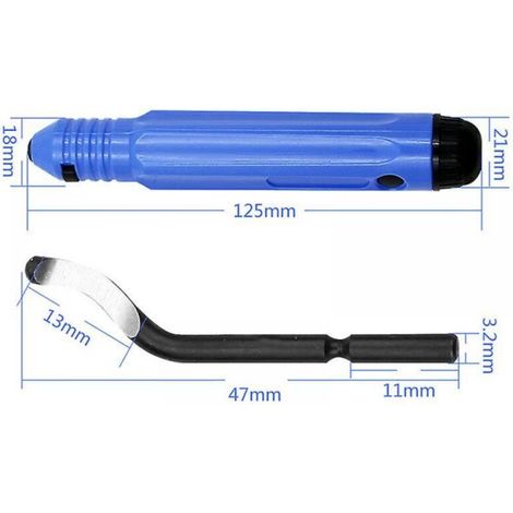 Manuelles, um 360° drehbares Entgratungswerkzeug mit 10 blauen Metallklingen – Professionelle Präzision und optimale Ergonomie