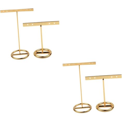 CCYKXA 4-Piece T-Shape Jewelry Holder for Earrings, Small and Gold Display Organizer for Fashion Accessories
