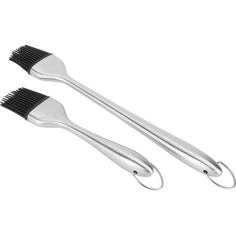 Set mit 2 Edelstahlpinseln mit lebensmittelechten Silikonspitzen für Grillen und Backen (1/5)