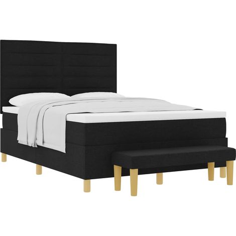 Box Spring Bed with Headboard Black 200 x 140 cm Fabric vidaXL