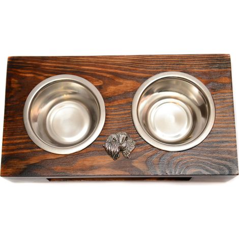 Irish soft coated wheaten terrier, Wheaten terrier - supporto in legno con ciotole per cani, ciotole in acciaio per cani, un regalo per l'adozione di un cane di Art-Dog (1/5)