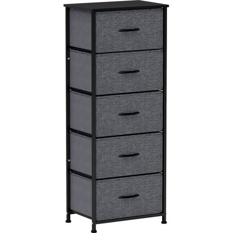 Chiffonnier 5 tiroirs PONTA noir et anthracite (1/5)