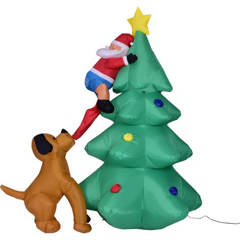 Modèle gonflable de noël, arbre de 1.8 mètres avec morsure de chien, décoration extérieure du père noël, lumière LED (1/5)