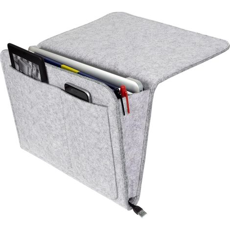 Bedside Pocket Sac de Rangement Poche de Lit Caddie de Chevet en Feutre, Sac de Chevet à Accrocher, Organisateur de Lit en Feutre à Suspendre pour Chambre Dortoir Canapé Table de Chevet (Gris Clair) (1/5)