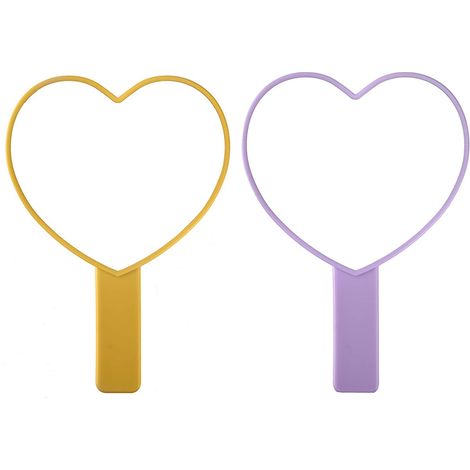 1 Espejo cosmético con forma de corazón, mango ergonómico, espejo de bolsillo, ligero, ideal para viajes, para niña. (1/5)