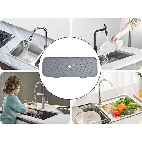Tapis de robinet anti-éclaboussures, doux, multifonctionnel, facile à nettoyer, en TPR, pour évier de cuisine. (1/5)