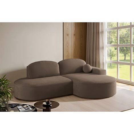 Ecksofa Schlafsofa Sofa GIRONA Stoff Salvador Braun Ottomane Rechts (1/5)