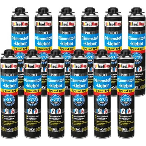 IsolBau Mousse adhésive pour polystyrène XPS EPS Dämmstoffkleber 12 x 750 ml (1/5)