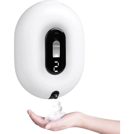 Automatischer Seifenspender, 2-stufiger nachfüllbarer Schaumseifenspender, berührungsloser, wandmontierter Handseifenspender für Küche, Bad, Hotel, 255 ml ( (1/4)