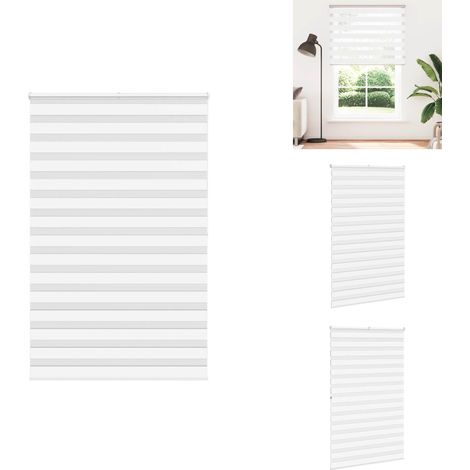 Store zèbre blanc 140x200 cm largeur du tissu 135,9cm polyester - Store Zébré - Stores Zébrés - Store À Enrouleur Zébré - Double Store À Enrouleur (1/5)