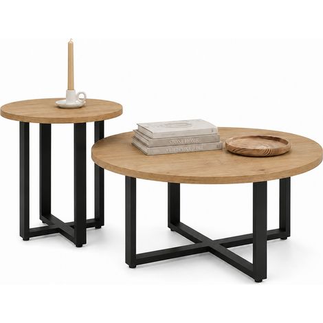 Set 2 Tavolini da Caffè per Soggiorno Quercia Design Moderno Tavolo Salvaspazio (1/5)