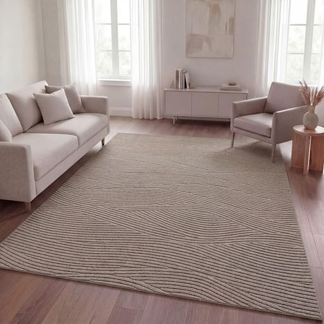 Shaggy Tapis Chambre Haut Poil Bohème Scandi Abstrait Unis Lavable Geometrique, Taupe 8, 200x280 cm (1/5)