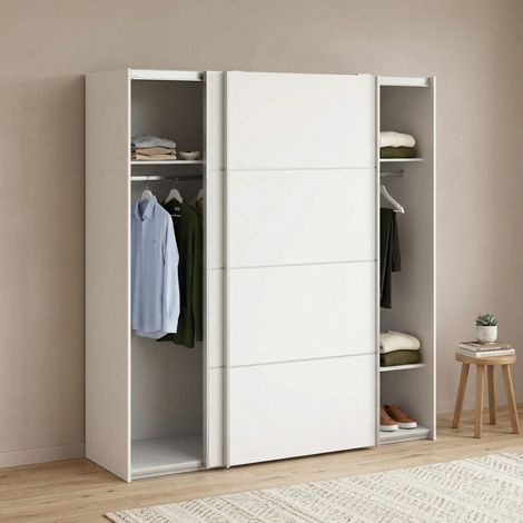 Dmora - Armario 2 puertas Accadia, Muebles de dormitorio, Vestidor, Armario de ropa, 182x64 h202 cm, Blanco (1/5)