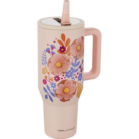 Mug isotherme en acier inoxydable POWER 1,1 L à motifs floraux