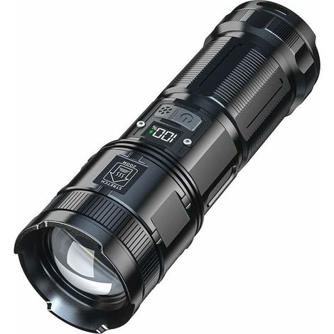 Extrem leistungsstarke LED-Taschenlampe, 3500 Lumen, wiederaufladbar, eingebauter 9000-mAh-Akku mit digitaler LED-Ladeanzeige, geeignet für Camping und Notfälle [Energieklasse] (1/4)
