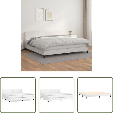 Kunstlederbett - Boxspringbett mit Matratze Weiß 200x200 cm Kunstleder (1/5)