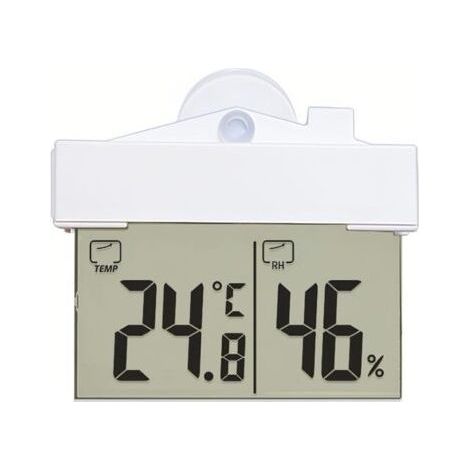 Digitales Thermometer-Hygrometer für drinnen und draußen mit LCD-Anzeige, kabellosem Saugnapfthermometer, batteriebetrieben, für Wohnzimmer und Badezimmer