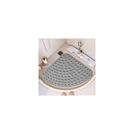 Tapis de douche antidérapant 65 x 65 cm En PVC Quart de cercle Triangle Antidérapant Avec ventouses Grande sécurité Pour personnes âgées Gris (1/5)