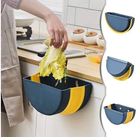 Faltbarer Küchenmülleimer zur Wandmontage, für Schrank, Büro, Badezimmer, Schlafzimmer und Auto (Blau) - Fei Yu (1/5)
