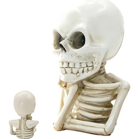 Décoration de Crâne Halloween Sculpture Squelette Gothique Halloween Sculpture Accent Crâne Pour la maison, le bureau, la maison hantée, l'étagère, l'école, la chambre (1/5)