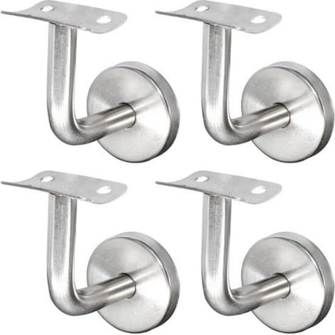 Supports de main courante en acier inoxydable 304 - Conviennent aux rampes d'escalier, aux murs et aux balustrades en bois - Argent (paquet de 4) (1/5)