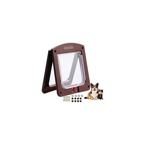 Chatière Avec 4 Voies Magnétique, Chatière Pour Chats Et Chiots, Chatière Avec Tunnel Marron (1/5)