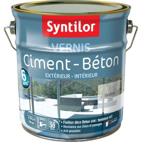 Syntilor – Vernis ciment incolore satiné 2.5 l – Protection et imperméabilisation pour béton intérieur/extérieur – Rendement 12 m²/l