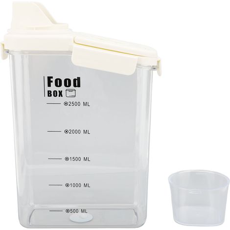 Boîte de Stockage de Céréales avec Bec Verseur - Design Ergonomique avec Poignée, Échelle Graduée et Couvercle Airtight Antimoisissure Plastique Qualité Alimentaire - Capacité 2800 ML pour Riz, Farine (1/5)