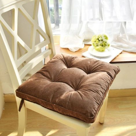 Coussins de Chaise avec Dossier, 1 Lot de 2: Coussin d'assise 43 x 43 cm et Coussin Dossier 43 x 30 cm, Cafe (1/5)