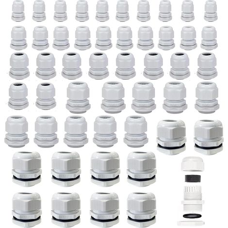 50 Pièces Presse Étoupe, Connecteurs de Câble IP68 Étanches, Glandes de Câbles en Nylon, Réglables Presse Etoupe avec Contre Écrou, M12, M16, M20, M25, M32 (1/5)