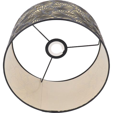 Abat-jour métallique noir creux avec doublure jaune, abat-jour de lampe de table pour culot E27/E14 (1/5)