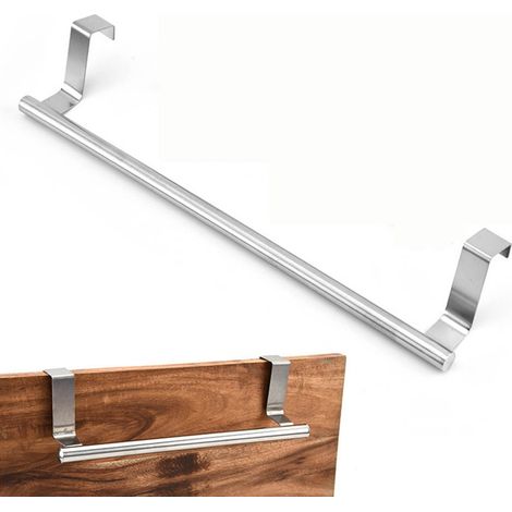 Barre à serviettes en acier inoxydable 23.7 cm, support mural sans perçage, porte-serviette robuste, étendoir à chiffon résistant (1/5)