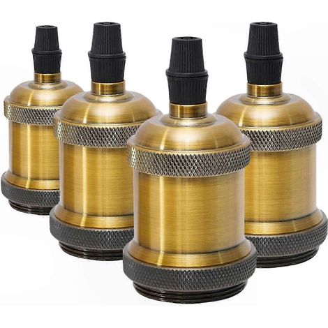 E27-Lampenfassung im Retro-Stil, Set mit 4 Pendelleuchtenadaptern aus antikem Messing, Vintage-Deckenleuchtenfassung für Hängelampen (1/5)
