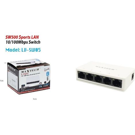 MaxTech - Switch Desktop 5 Porte Lan Sw500 10/100mbps Facile Installazione Maxtech Lv-sw05 -