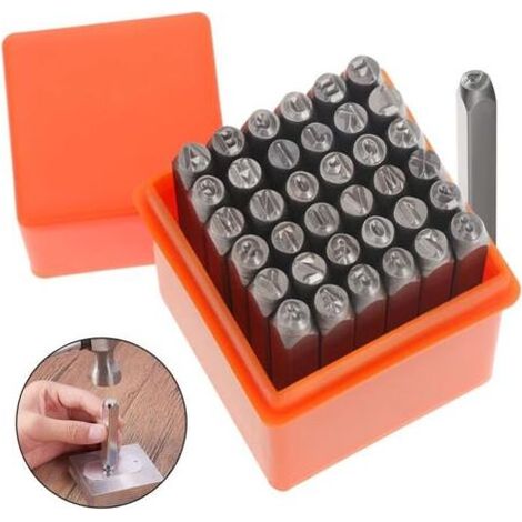 Kit de 37 poinçons lettres et chiffres 3mm – Métal pour personnalisation sur cuir, bois et plastique – Boîte de rangement incluse (1/5)