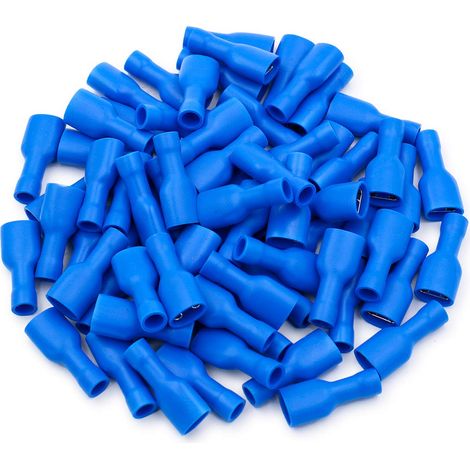 Prise à connecteur rapide en vinyle entièrement isolée, FDFD2-250, cosse de cable 6,3 x 0,8 mm, pour 1,5-2,5 mm2 (16-14 AWG), bleu, 200 pièces