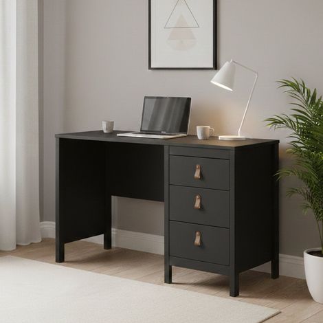Dmora - Escritorio Marine, Escritorio multiusos, Mesa de oficina para PC, El plan de trabajo, 120x48 h77 cm, Negro (1/5)