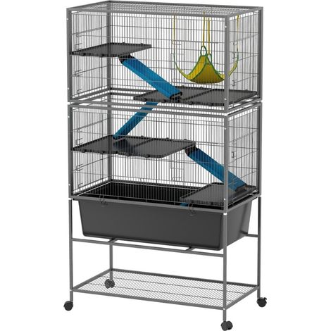Gabbia per piccoli roditori a 5 livelli in acciaio con rampe antiscivolo 88x48x150,5 cm (1/3)