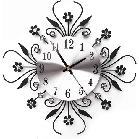 Youyijia European Flower Wall Clock Luxury Metal Creative Iron 3D Clock Silent Removable Modern Wall Clock Suitable for Office House Living Room Kitchen Bedroom (1/5)