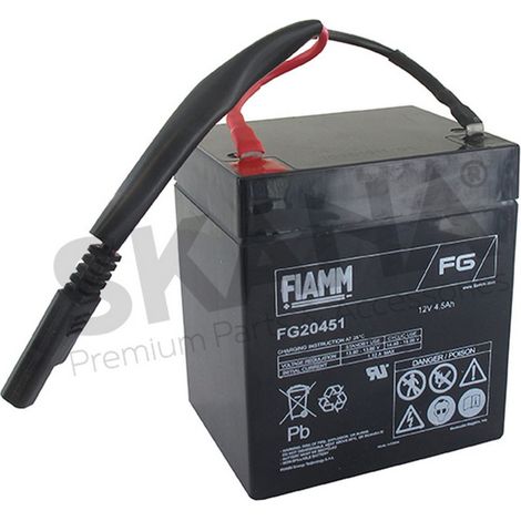 12V 4,5A Batterie mit Kabeln für elektrische Rasenmäher Original Stiga. Original 118120052/0.