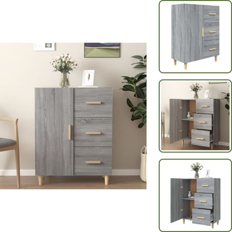 Sideboard Grau Sonoma 69,5x34x90 cm Holzwerkstoff - Sideboard - Wohnzimmermöbel - Holzmöbel - Grau - Schublade (1/5)