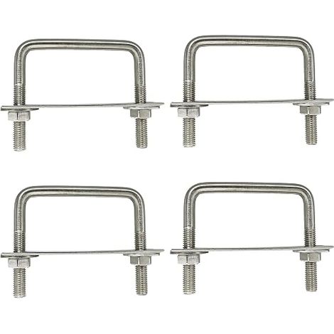 M8 Vierkant-U-Bügel 70 mm x 70 mm, 70 mm Innendurchmesser, Edelstahl-U-Bügel mit Mutter und Rahmenplatte, U-Bügel zur Befestigung von Platten und Rohren (M8-70 x 70 mm) (1/5)