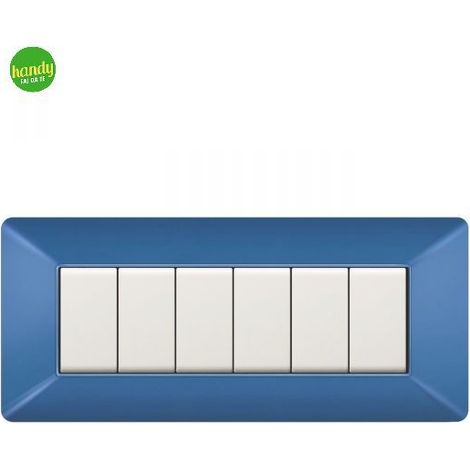 Placca da 6 moduli Easy Elettrocanali in plastica blu