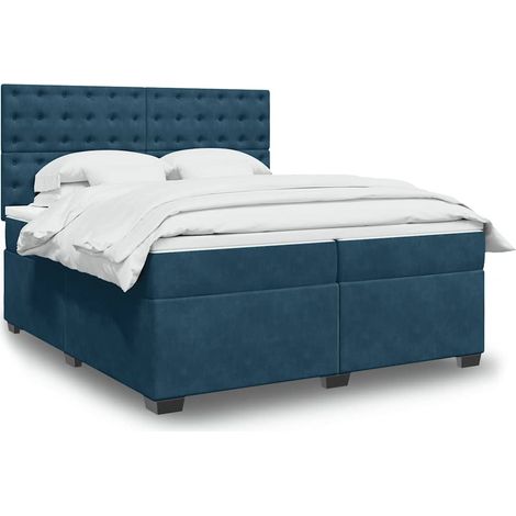 Boxspringbett mit Matratze Blau 200x200 cm Samt (1/5)