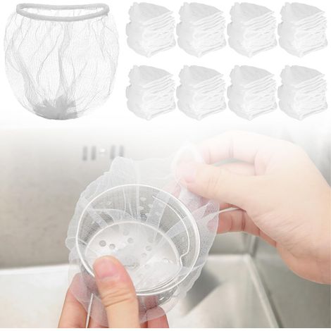 400 Pieces Filet D'évier Jetable, 9 X 8cm Sacs Filtrants Jetables en Maille pour Evier de Cuisine, Elastique Sac de Crépine D'évier, pour Collecter Les Déchets Alimentaires de Cuisine (Blanc) (1/5)