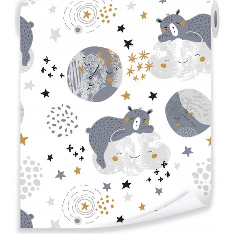 Papier peint enfant animaux étoiles nuages multicolore déco murale chambre enfant – rouleau 0,5 x 10 m intissé Wallarena (1/3)